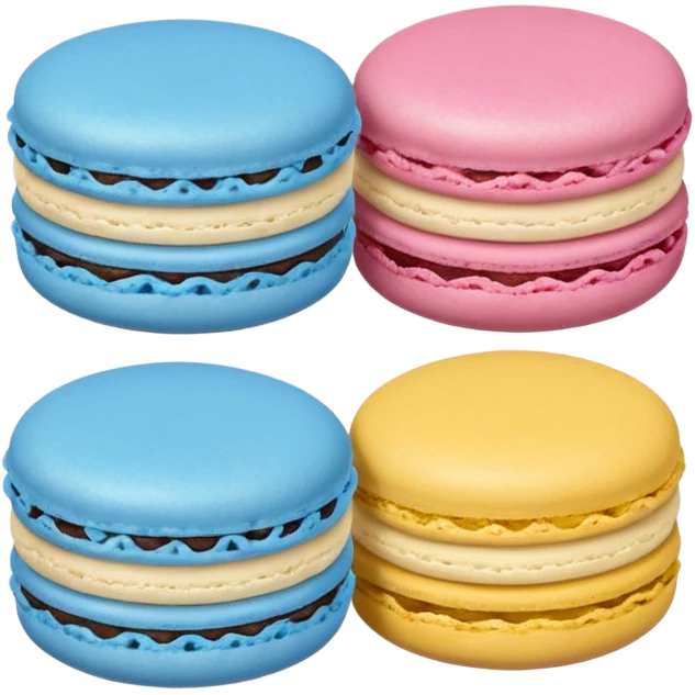1 Blue Macaroon, 1 Pink Macaroon, And 1 Yellow Macaroon  emoji