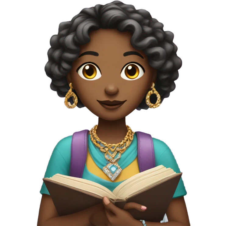 girl with jewelry and book emoji