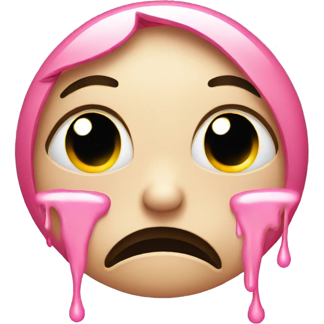 crying face with pink tears emoji
