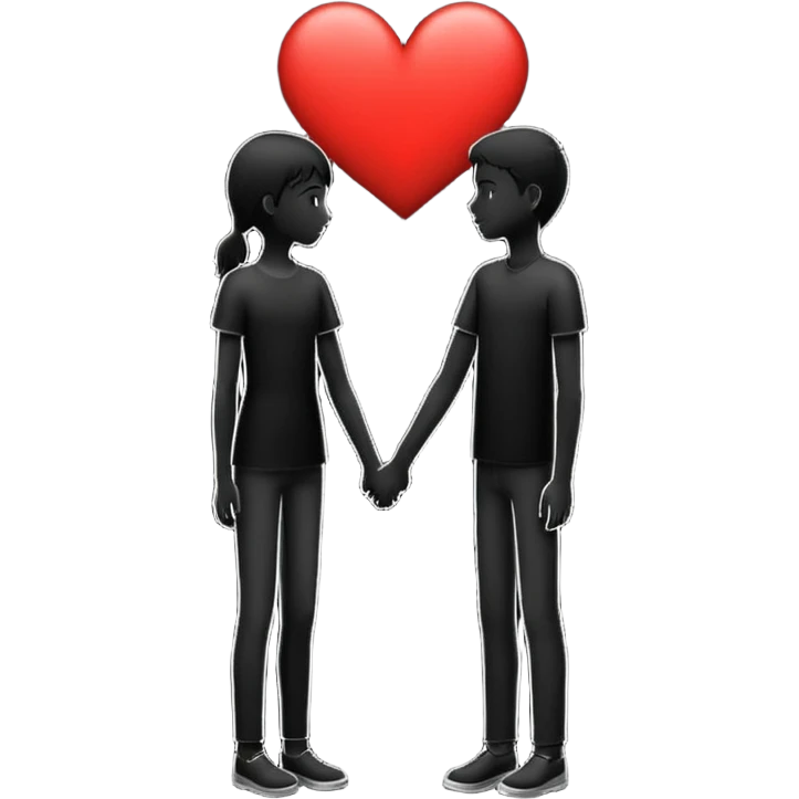 silhouette of two people, one taller, one smaller, with a heart between them emoji