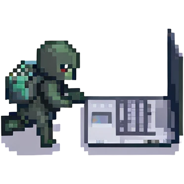 Laptop with tiny legs running away emoji