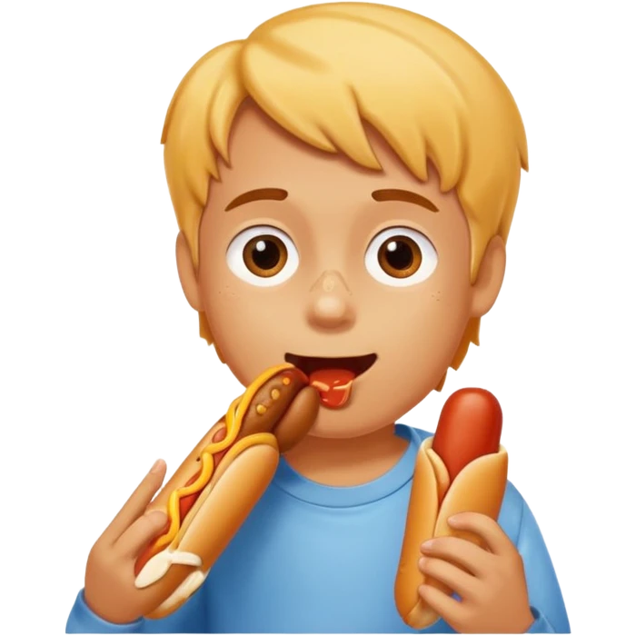 hotdog eating kid emoji