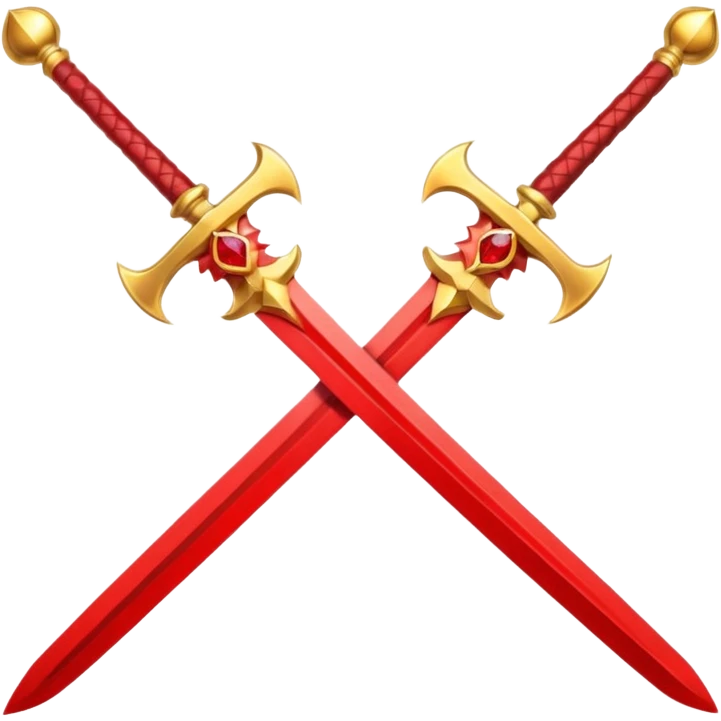 Golden fiery royal two crossed swrods with red gem and golden blade and golden handle emoji
