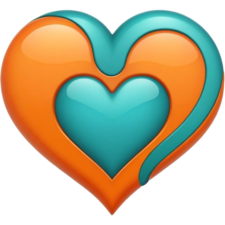 heart that is half teal and half orange emoji