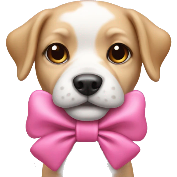 Doggy with a bow pink  emoji