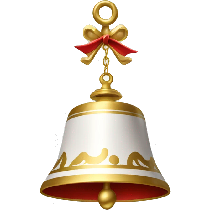 A red and white ringing bell with gold accents emoji