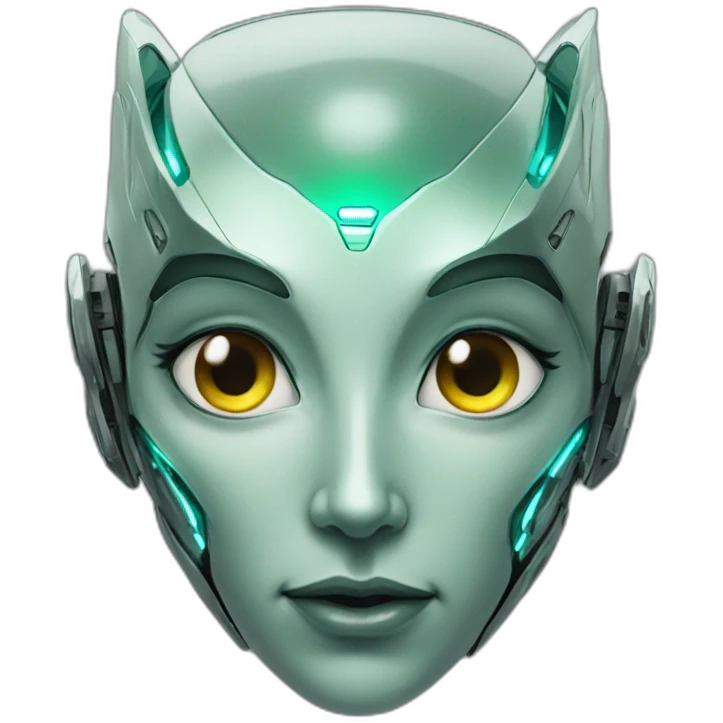 Cyber futuristic elf robot face emoji