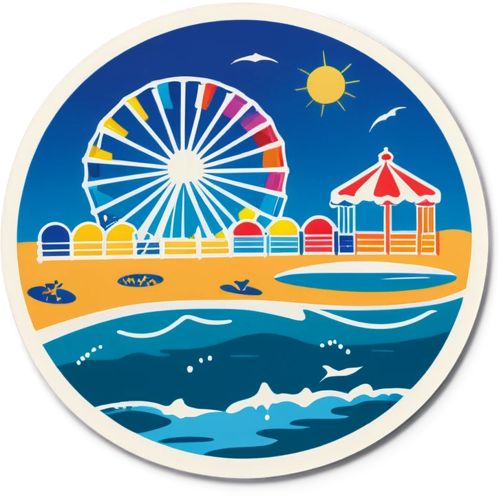 A beach scene of Ocean City, New Jersey and the boardwalk emoji