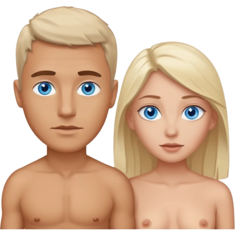White Man blue eyes and white woman blue eyes having sex naked emoji