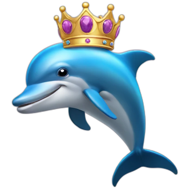 Dolphin with royal crown emoji