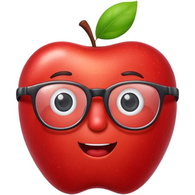 cute apple character with glasses emoji
