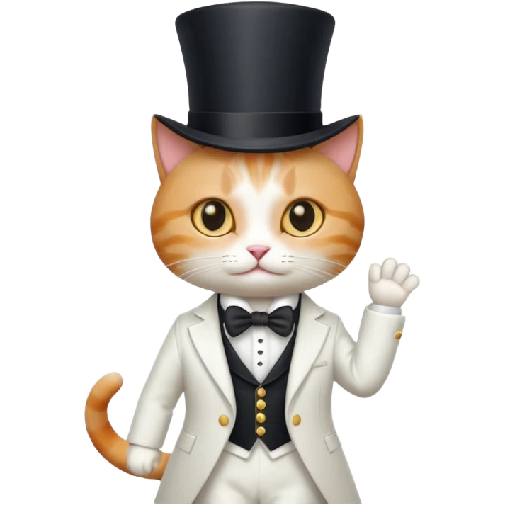 Gato com uma cartola e terno branco  emoji