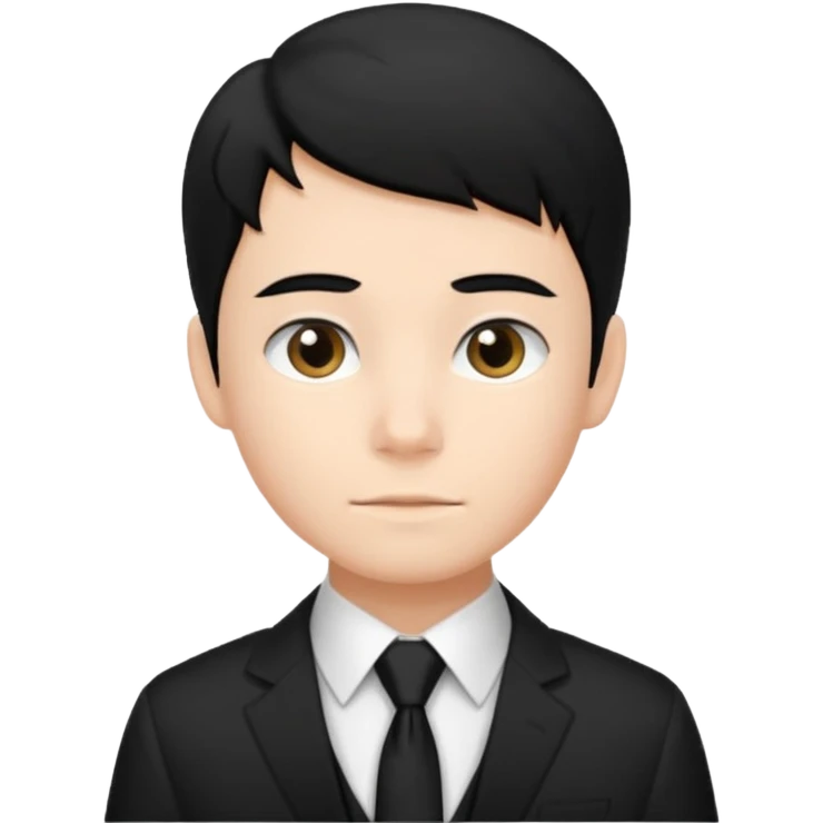 Chico con pelo negro, camisa negra y una corbata blanca emoji