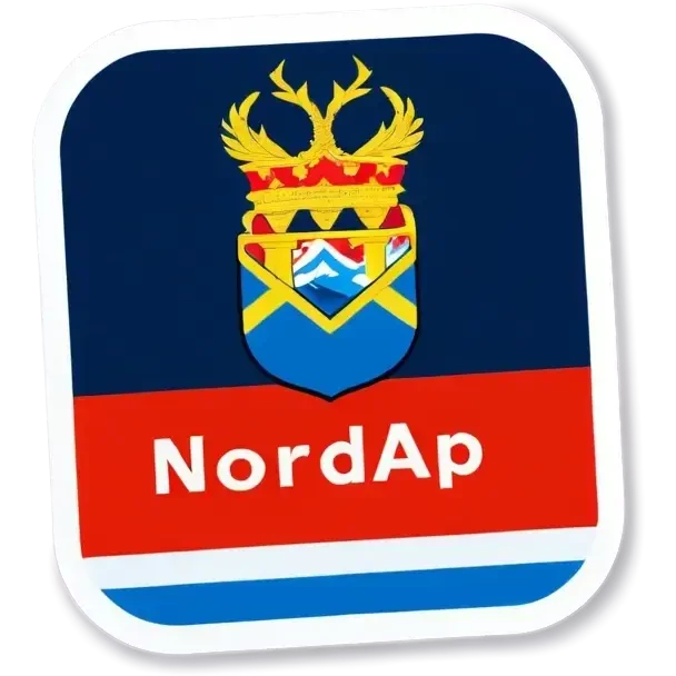 Blaues Schild auf den Nordkapp steht emoji