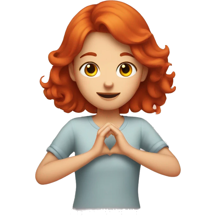 Redhead girl doing a heart with her hands emoji