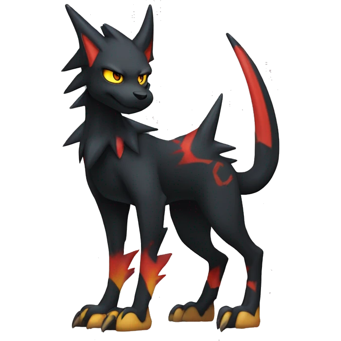 Cool Edgy Litten-Houndoom-Luxray Fakémon Digimon with Edgy markings, full body, outlined emoji