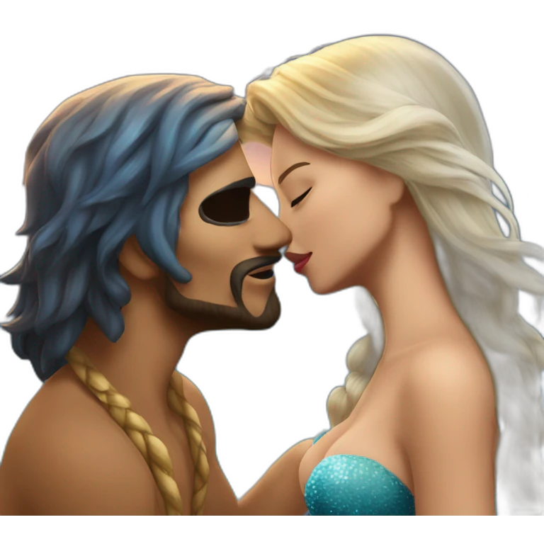 sirenita y pirata beso emoji