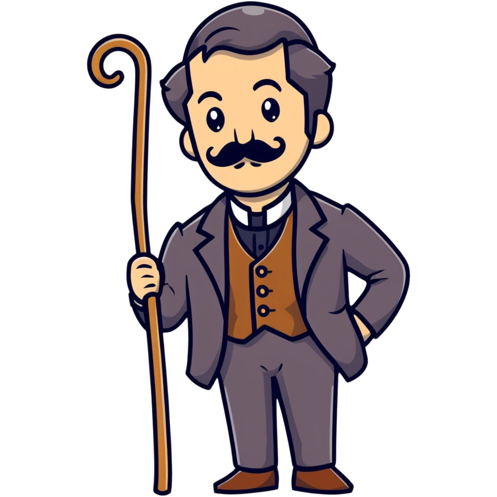 old elegant Victorian man with mustache and cane emoji