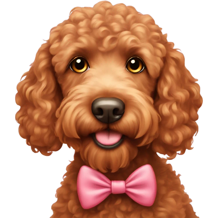 Red Labradoodle with two bows in her hair  emoji