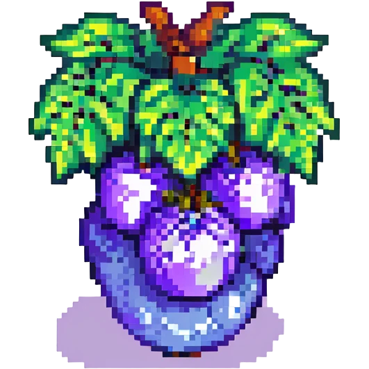 plump purple grape bunch, 2D sprite style, vibrant and playful, suitable for a fruit ninja game emoji