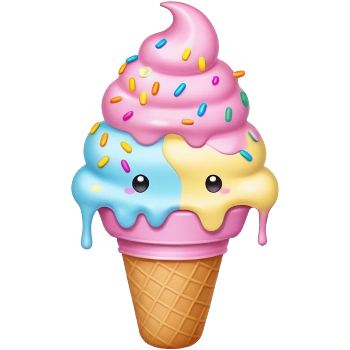 Melted kawaii pastel ice cream emoji
