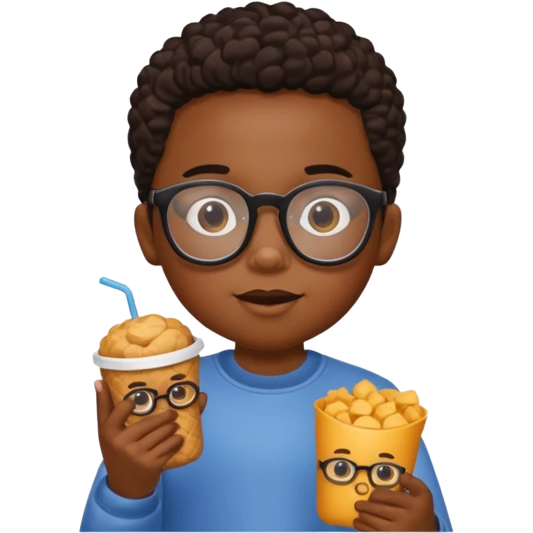 snack holding black kid with glasses on eyes emoji