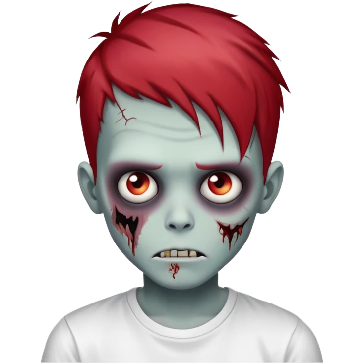 zombie boy with emo red hair and white shirt  emoji