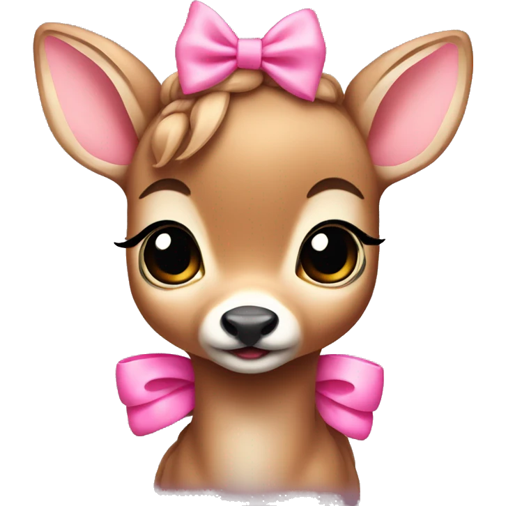 a baby fawn with a pink bow emoji