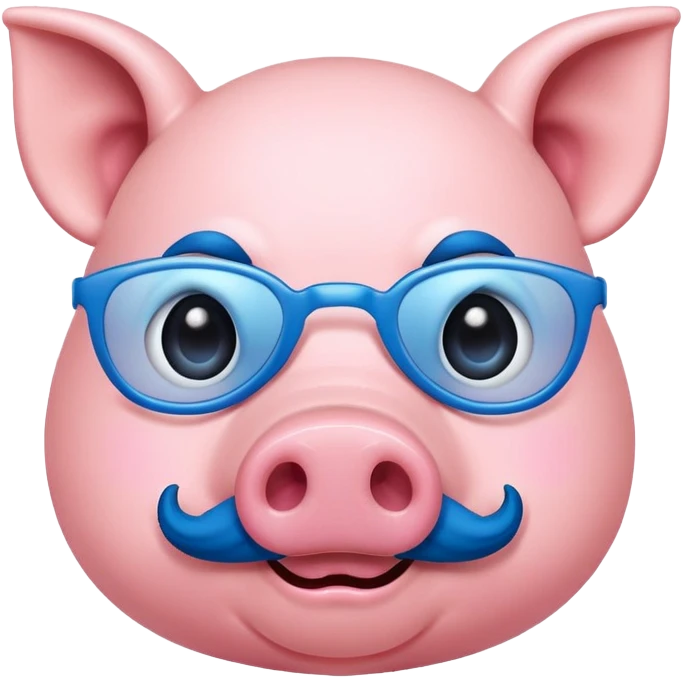Pig with a blue mustache emoji