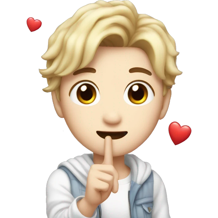 K-pop idol doing K-pop heart emoji