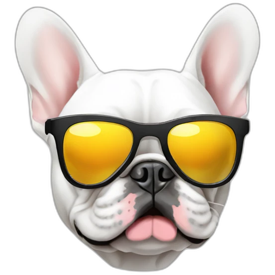 white FRENCH BULLDOg with sunglasses emoji