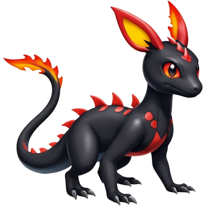 Cute Shiny Guilmon-Salandit-Umbreon-Fakémon-hybrid-creature (full body)  emoji