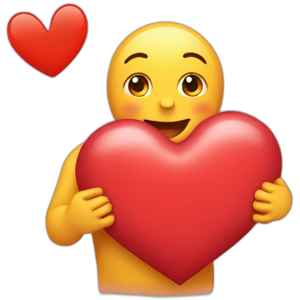 Emoji hugging a big heart emoji