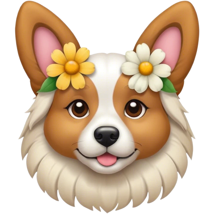 Dog with a flower on the ears  emoji
