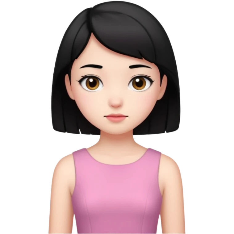 Un emoji de una. Chica adolescente vestido rosado pelo corto negro casi por los hombros emoji