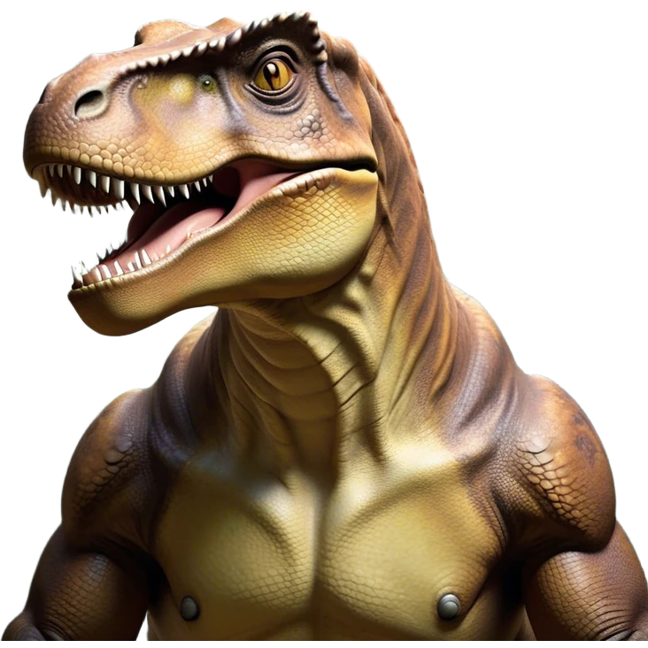 Beautiful and Majestic T-rex Portrait Emoji, Head and body resting peacefully with a serene, confident expression, showcasing its colossal, muscular form and a subtle, regal glint in its eyes, Simplified yet exquisitely endearing features, highly detailed, glowing with a soft, drowsy prehistoric light, high shine, relaxed and utterly majestic, stylized with an air of ancient splendor, soft glowing outline, capturing the essence of a beautiful and majestic T-rex that feels destined to become the next viral icon of awe-inspiring dinosaur beauty! emoji