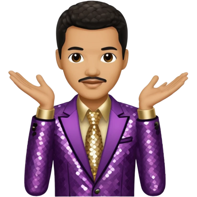 El DeBarge with dark brown hair, beige sequin outfit emoji