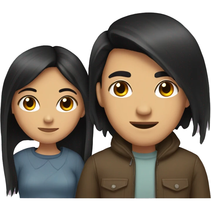 a girl with black straight hair and her boyfriend  emoji