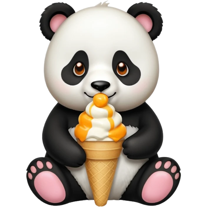 Panda eating mango icecream emoji