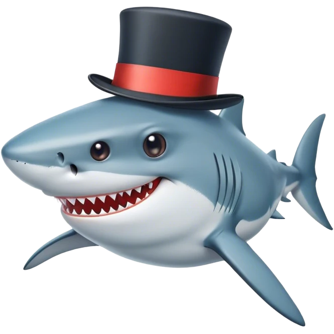 Shark with a top hat emoji