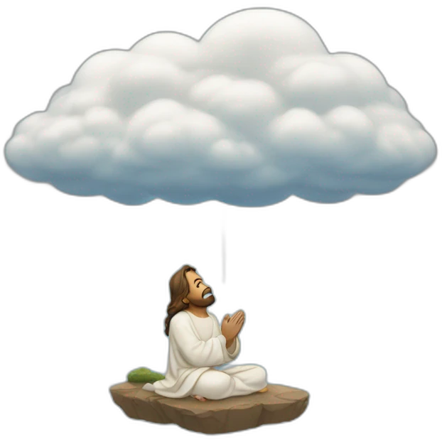 Cloud and jesus praying emoji