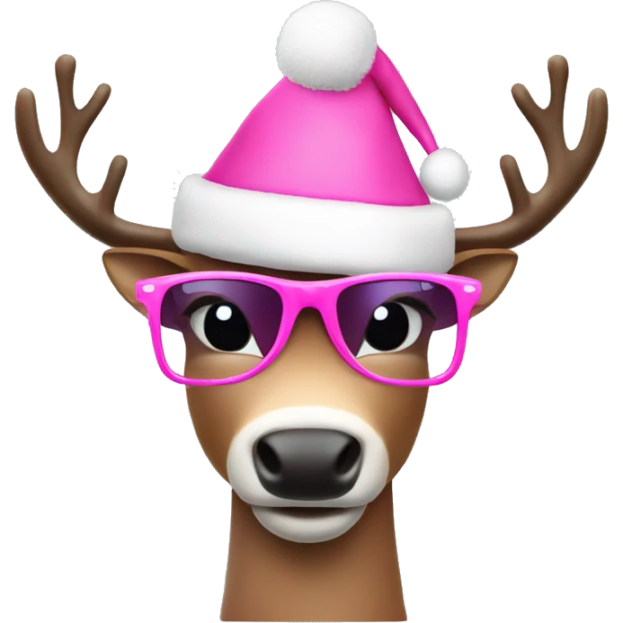 reindeer wearing a pink christmas hat and pink sun glasses  emoji
