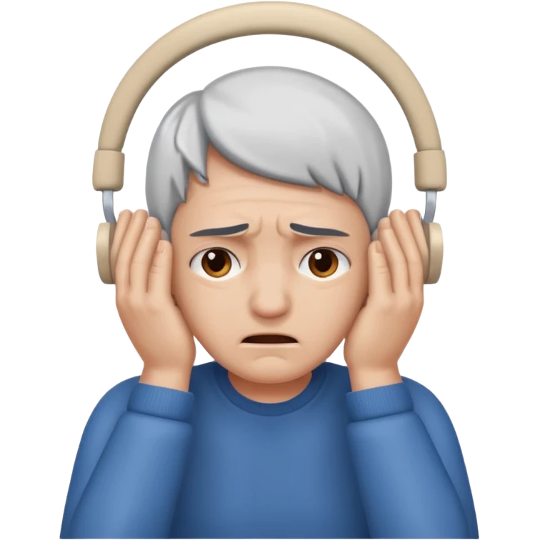 person covering ears with hands, in pain emoji