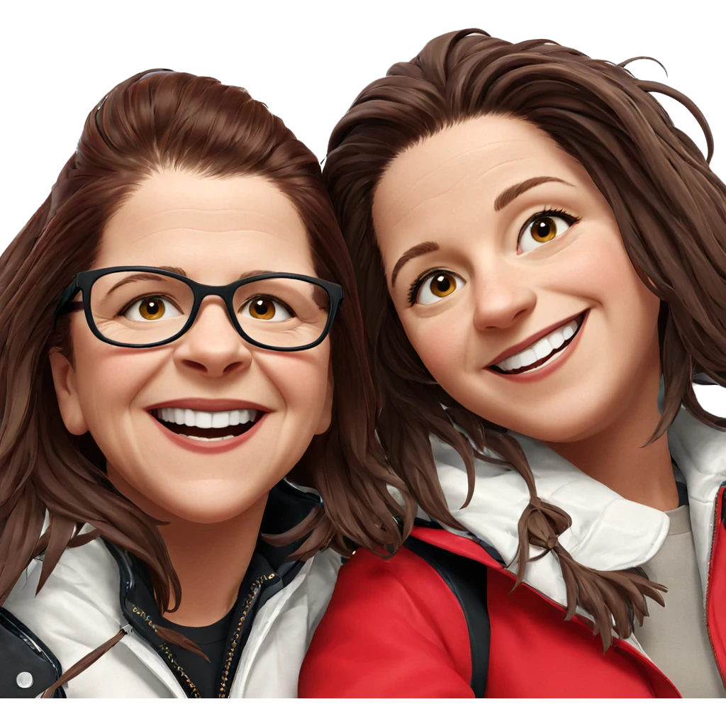 smiling girls in jackets emoji