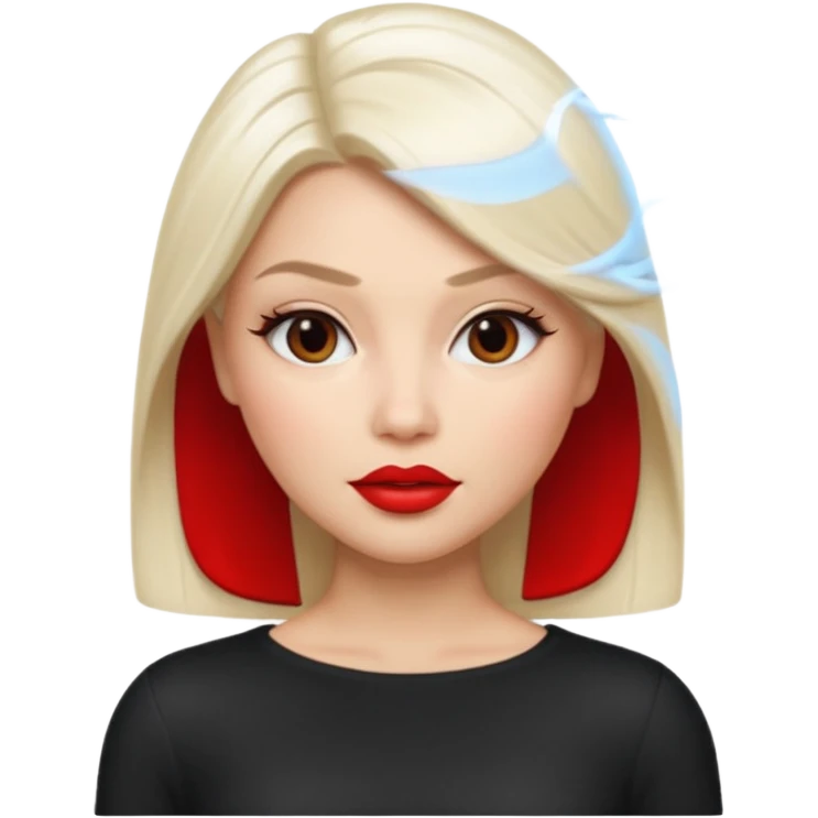 stunning female memoji, platinum blonde sleek straight hair, red lips, flawless skin, chic and bold look emoji