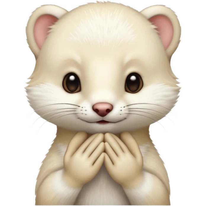 White stoat in the rubbing head with hands position  emoji