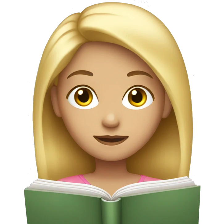 Girl with blonde hair reading a book emoji