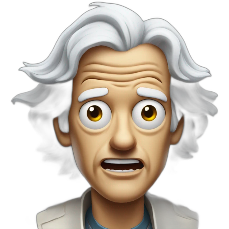 Doc brown from back to the future looking shocked and his mouth wide open. No eye-ware. Floating head. emoji