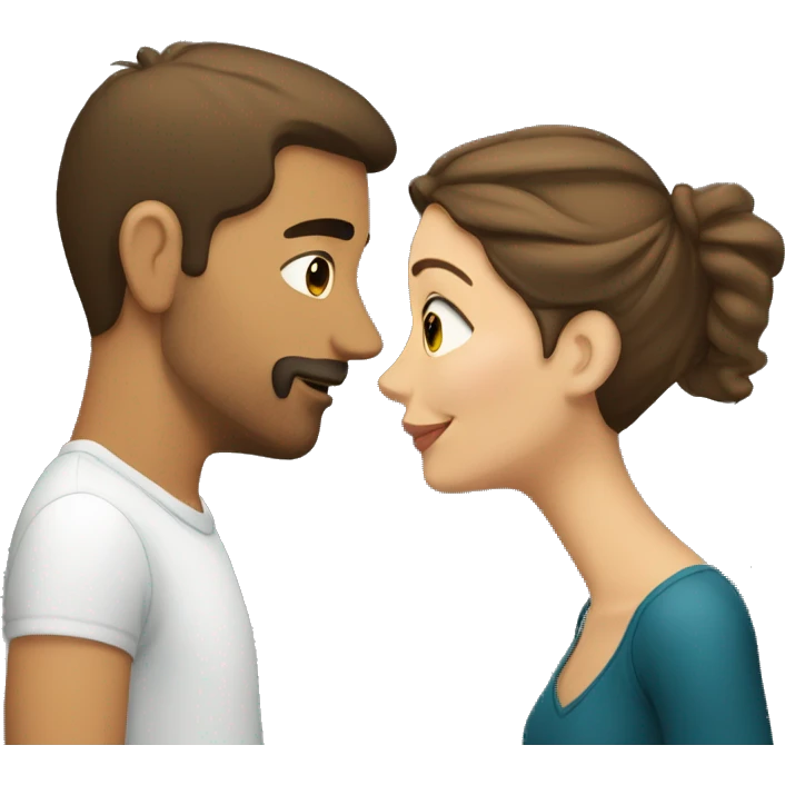 A Caucasian woman kissing a Hispanic man emoji