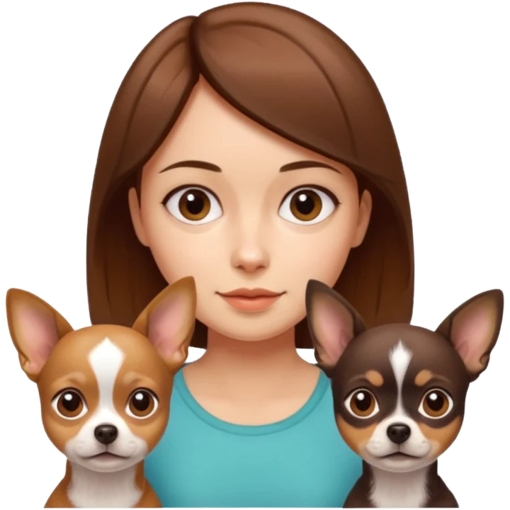 girl with mid-short brown hair and 2 chihuahuas emoji